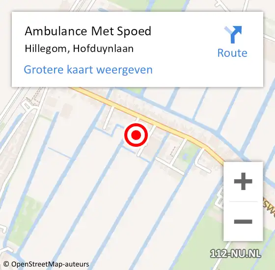 Locatie op kaart van de 112 melding: Ambulance Met Spoed Naar Hillegom, Hofduynlaan op 26 maart 2024 07:38