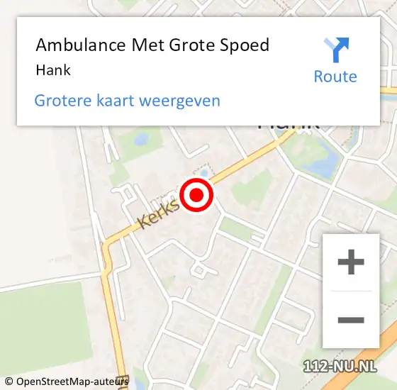 Locatie op kaart van de 112 melding: Ambulance Met Grote Spoed Naar Hank op 26 maart 2024 08:09