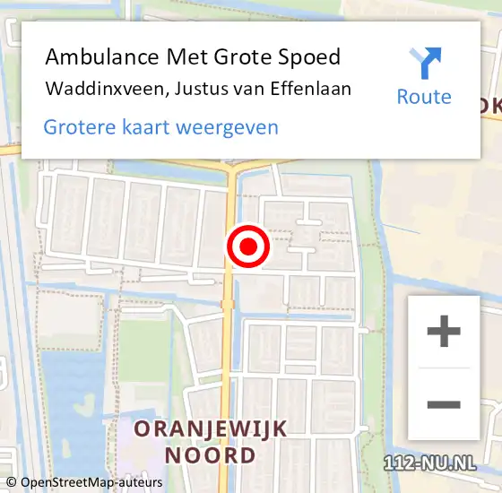 Locatie op kaart van de 112 melding: Ambulance Met Grote Spoed Naar Waddinxveen, Justus van Effenlaan op 26 maart 2024 08:13