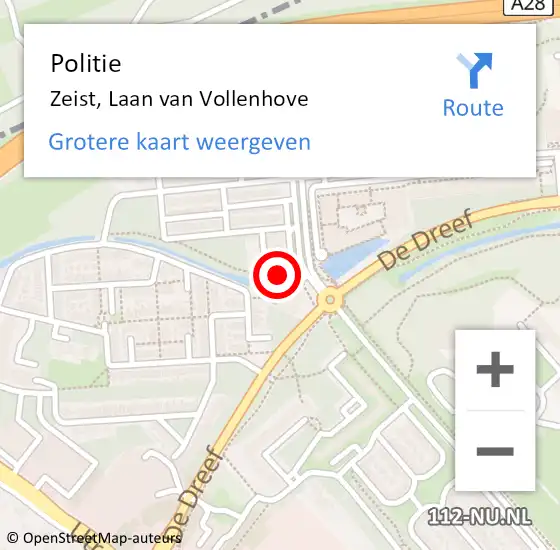Locatie op kaart van de 112 melding: Politie Zeist, Laan van Vollenhove op 26 maart 2024 08:24