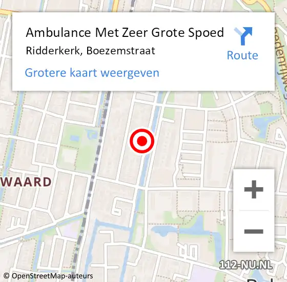 Locatie op kaart van de 112 melding: Ambulance Met Zeer Grote Spoed Naar Ridderkerk, Boezemstraat op 26 maart 2024 08:29