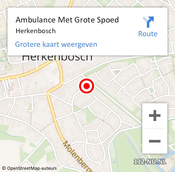 Locatie op kaart van de 112 melding: Ambulance Met Grote Spoed Naar Herkenbosch op 26 maart 2024 08:36
