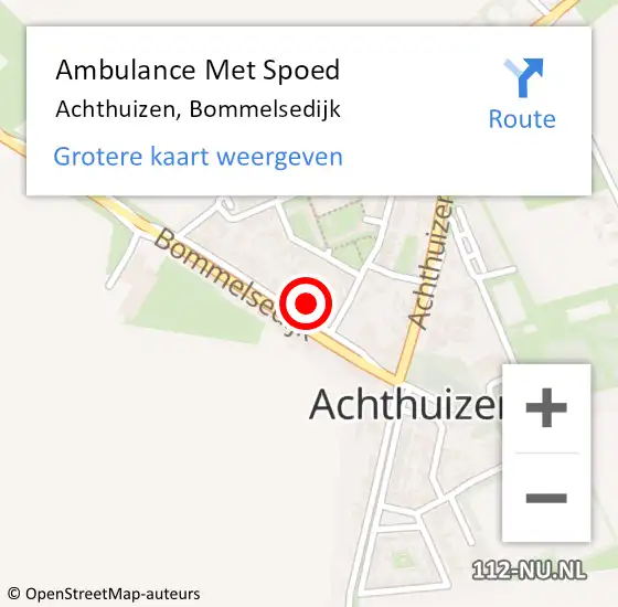 Locatie op kaart van de 112 melding: Ambulance Met Spoed Naar Achthuizen, Bommelsedijk op 26 maart 2024 08:39