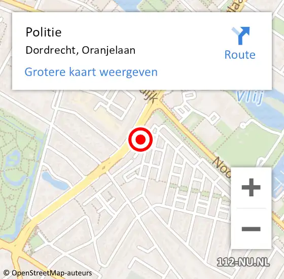 Locatie op kaart van de 112 melding: Politie Dordrecht, Oranjelaan op 26 maart 2024 08:50