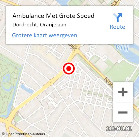 Locatie op kaart van de 112 melding: Ambulance Met Grote Spoed Naar Dordrecht, Oranjelaan op 26 maart 2024 08:53