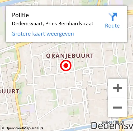 Locatie op kaart van de 112 melding: Politie Dedemsvaart, Prins Bernhardstraat op 26 maart 2024 08:56