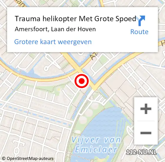 Locatie op kaart van de 112 melding: Trauma helikopter Met Grote Spoed Naar Amersfoort, Laan der Hoven op 26 maart 2024 09:04