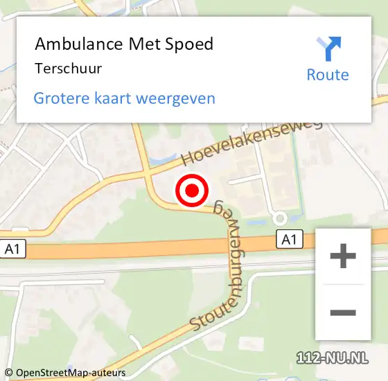 Locatie op kaart van de 112 melding: Ambulance Met Spoed Naar Terschuur op 26 maart 2024 09:04