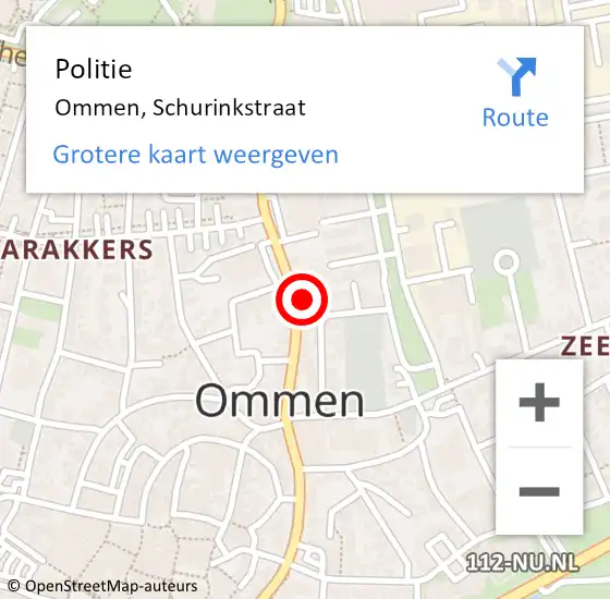 Locatie op kaart van de 112 melding: Politie Ommen, Schurinkstraat op 26 maart 2024 09:06