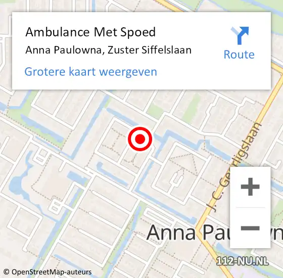 Locatie op kaart van de 112 melding: Ambulance Met Spoed Naar Anna Paulowna, Zuster Siffelslaan op 26 maart 2024 09:34