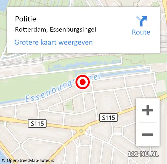Locatie op kaart van de 112 melding: Politie Rotterdam, Essenburgsingel op 26 maart 2024 09:35