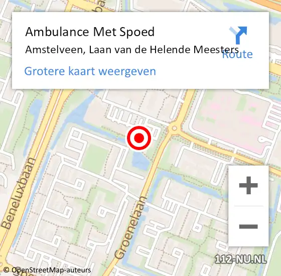 Locatie op kaart van de 112 melding: Ambulance Met Spoed Naar Amstelveen, Laan van de Helende Meesters op 26 maart 2024 09:47