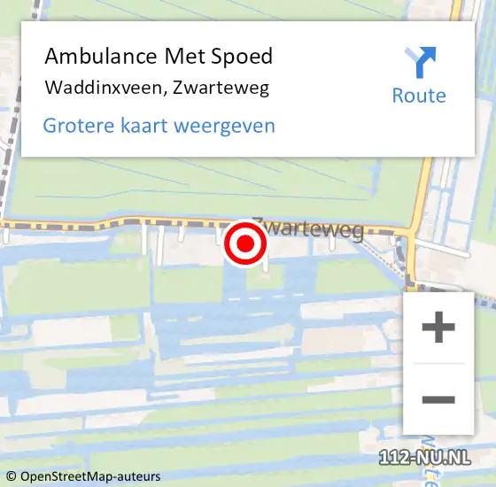 Locatie op kaart van de 112 melding: Ambulance Met Spoed Naar Waddinxveen, Zwarteweg op 26 maart 2024 09:51