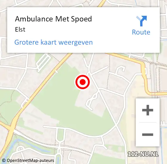 Locatie op kaart van de 112 melding: Ambulance Met Spoed Naar Elst op 26 maart 2024 09:53