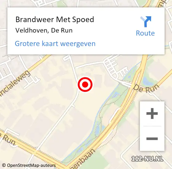 Locatie op kaart van de 112 melding: Brandweer Met Spoed Naar Veldhoven, De Run op 26 maart 2024 10:15