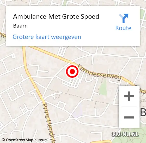 Locatie op kaart van de 112 melding: Ambulance Met Grote Spoed Naar Baarn op 26 maart 2024 10:32