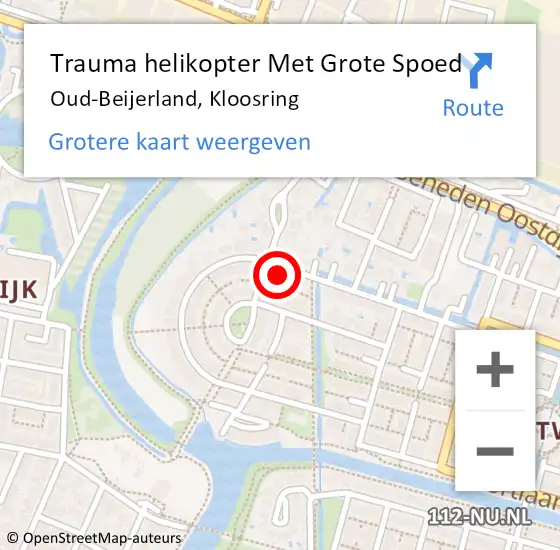 Locatie op kaart van de 112 melding: Trauma helikopter Met Grote Spoed Naar Oud-Beijerland, Kloosring op 26 maart 2024 10:46