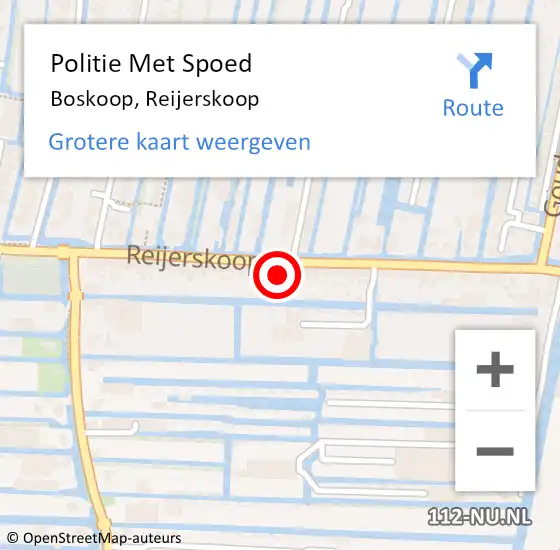 Locatie op kaart van de 112 melding: Politie Met Spoed Naar Boskoop, Reijerskoop op 26 maart 2024 10:48