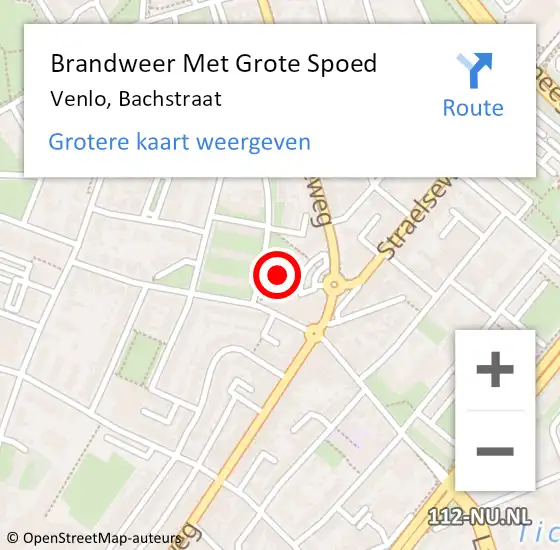 Locatie op kaart van de 112 melding: Brandweer Met Grote Spoed Naar Venlo, Bachstraat op 26 maart 2024 10:49