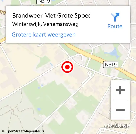 Locatie op kaart van de 112 melding: Brandweer Met Grote Spoed Naar Winterswijk, Venemansweg op 26 maart 2024 10:51