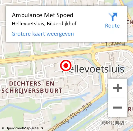 Locatie op kaart van de 112 melding: Ambulance Met Spoed Naar Hellevoetsluis, Bilderdijkhof op 26 maart 2024 10:58
