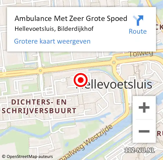 Locatie op kaart van de 112 melding: Ambulance Met Zeer Grote Spoed Naar Hellevoetsluis, Bilderdijkhof op 26 maart 2024 11:00