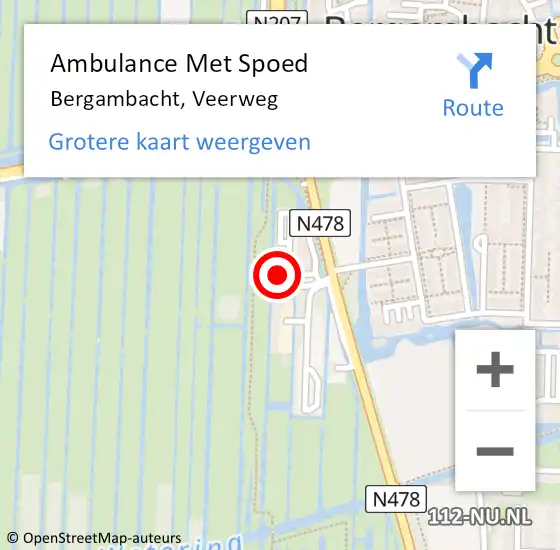 Locatie op kaart van de 112 melding: Ambulance Met Spoed Naar Bergambacht, Veerweg op 26 maart 2024 11:12