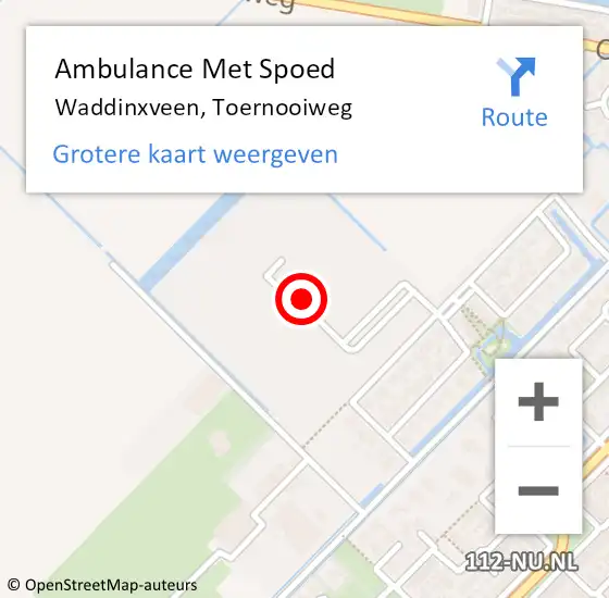 Locatie op kaart van de 112 melding: Ambulance Met Spoed Naar Waddinxveen, Toernooiweg op 26 maart 2024 11:14