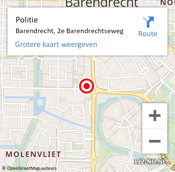 Locatie op kaart van de 112 melding: Politie Barendrecht, 2e Barendrechtseweg op 26 maart 2024 11:37