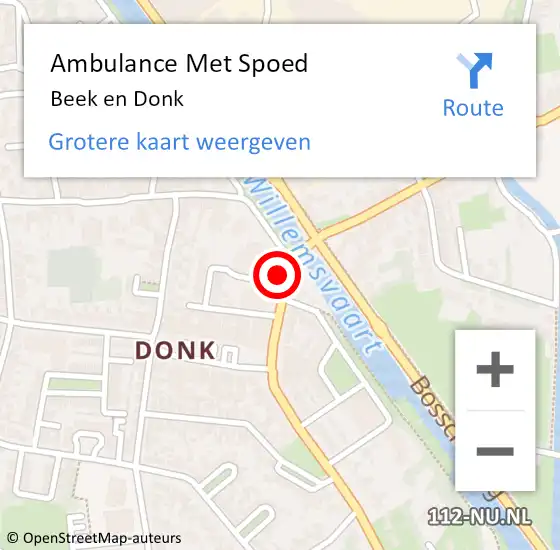 Locatie op kaart van de 112 melding: Ambulance Met Spoed Naar Beek en Donk op 26 maart 2024 11:59