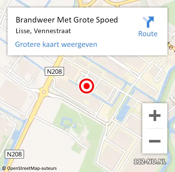 Locatie op kaart van de 112 melding: Brandweer Met Grote Spoed Naar Lisse, Vennestraat op 26 maart 2024 12:27