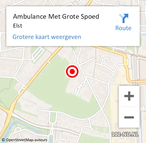 Locatie op kaart van de 112 melding: Ambulance Met Grote Spoed Naar Elst op 26 maart 2024 12:37
