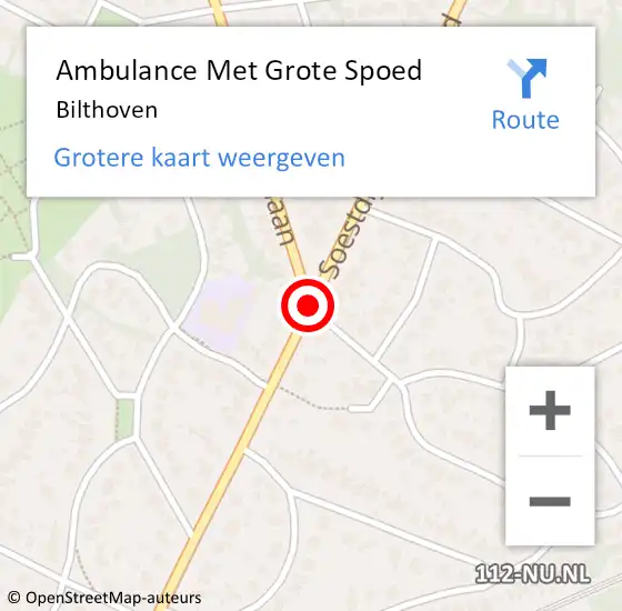 Locatie op kaart van de 112 melding: Ambulance Met Grote Spoed Naar Bilthoven op 26 maart 2024 13:02