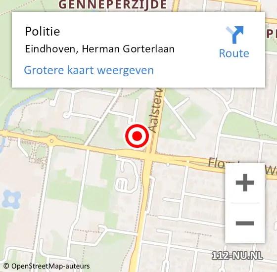 Locatie op kaart van de 112 melding: Politie Eindhoven, Herman Gorterlaan op 26 maart 2024 13:05