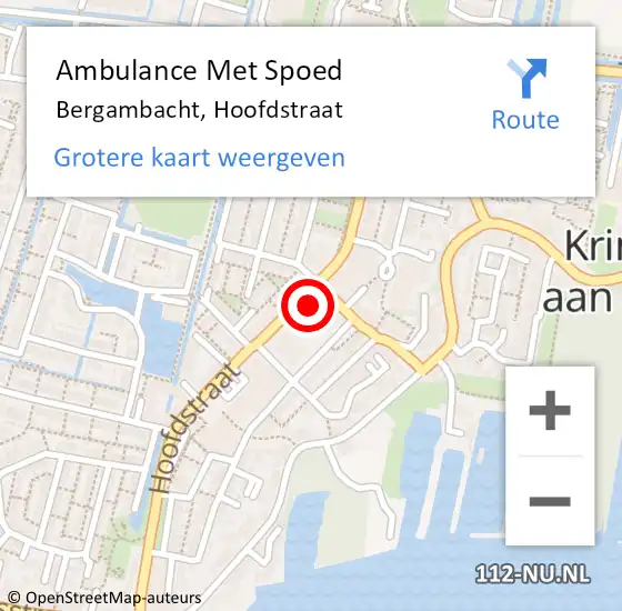 Locatie op kaart van de 112 melding: Ambulance Met Spoed Naar Bergambacht, Hoofdstraat op 26 maart 2024 13:11