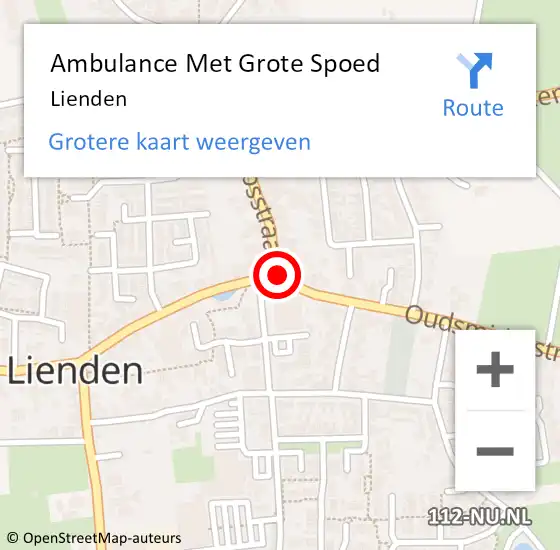 Locatie op kaart van de 112 melding: Ambulance Met Grote Spoed Naar Lienden op 26 maart 2024 13:14