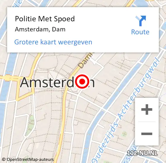 Locatie op kaart van de 112 melding: Politie Met Spoed Naar Amsterdam, Dam op 26 maart 2024 13:19