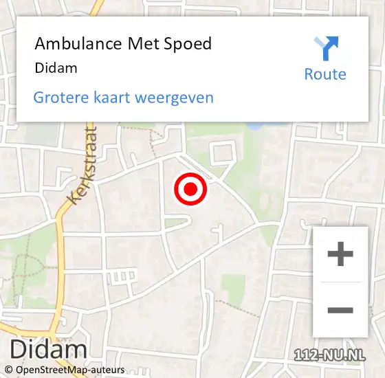 Locatie op kaart van de 112 melding: Ambulance Met Spoed Naar Didam op 26 maart 2024 13:24