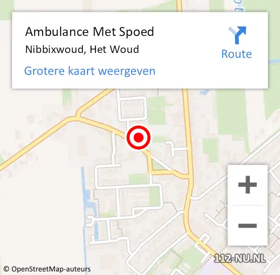 Locatie op kaart van de 112 melding: Ambulance Met Spoed Naar Nibbixwoud, Het Woud op 26 maart 2024 13:25