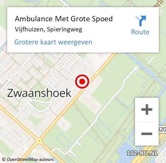 Locatie op kaart van de 112 melding: Ambulance Met Grote Spoed Naar Vijfhuizen, Spieringweg op 26 maart 2024 13:36