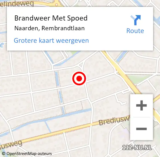 Locatie op kaart van de 112 melding: Brandweer Met Spoed Naar Naarden, Rembrandtlaan op 26 maart 2024 13:41