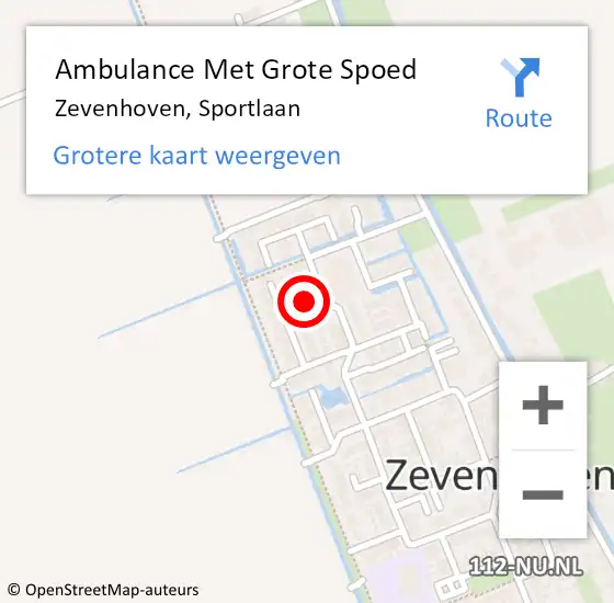 Locatie op kaart van de 112 melding: Ambulance Met Grote Spoed Naar Zevenhoven, Sportlaan op 26 maart 2024 13:48