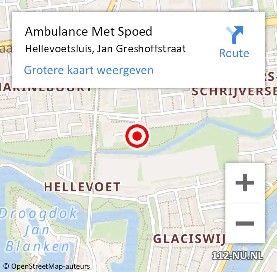 Locatie op kaart van de 112 melding: Ambulance Met Spoed Naar Hellevoetsluis, Jan Greshoffstraat op 26 maart 2024 13:51