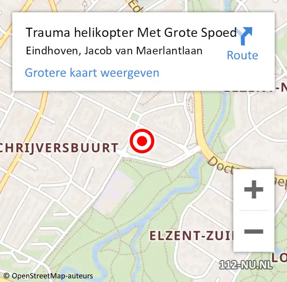 Locatie op kaart van de 112 melding: Trauma helikopter Met Grote Spoed Naar Eindhoven, Jacob van Maerlantlaan op 26 maart 2024 13:52