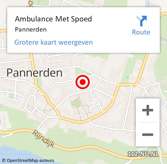 Locatie op kaart van de 112 melding: Ambulance Met Spoed Naar Pannerden op 26 maart 2024 14:13