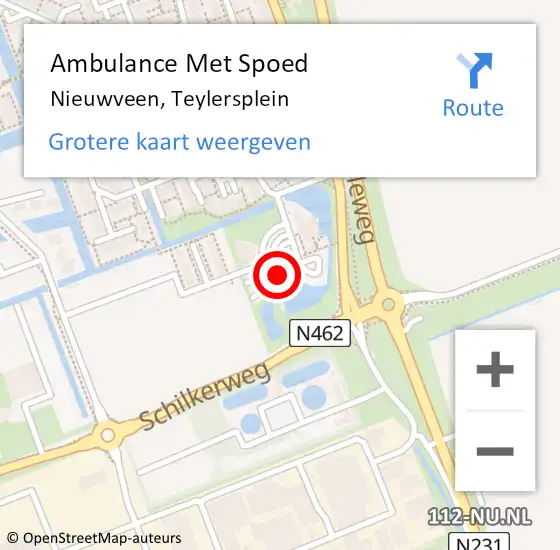 Locatie op kaart van de 112 melding: Ambulance Met Spoed Naar Nieuwveen, Teylersplein op 26 maart 2024 14:24