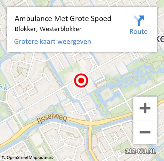 Locatie op kaart van de 112 melding: Ambulance Met Grote Spoed Naar Blokker, Westerblokker op 26 maart 2024 14:26
