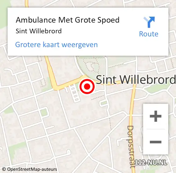 Locatie op kaart van de 112 melding: Ambulance Met Grote Spoed Naar Sint Willebrord op 26 maart 2024 14:32
