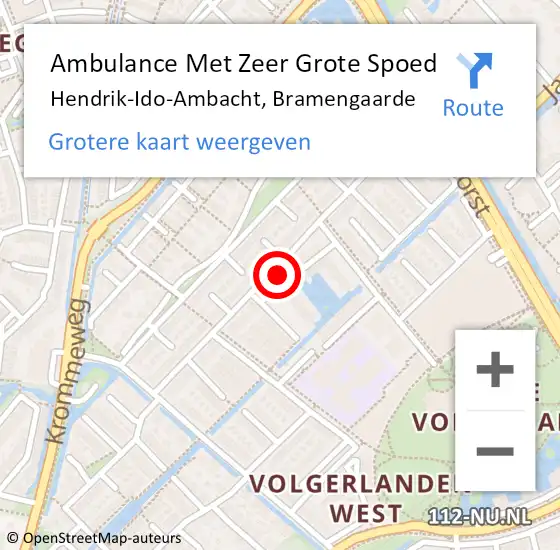 Locatie op kaart van de 112 melding: Ambulance Met Zeer Grote Spoed Naar Hendrik-Ido-Ambacht, Bramengaarde op 26 maart 2024 14:50