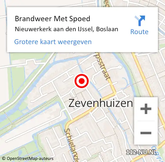 Locatie op kaart van de 112 melding: Brandweer Met Spoed Naar Nieuwerkerk aan den IJssel, Boslaan op 26 maart 2024 14:53